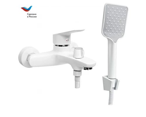 КОТТЕДЖ Смеситель для ванны с коротким литым изливом, одноручный, белый,, СЛ-ОД-Г3Б, Славен