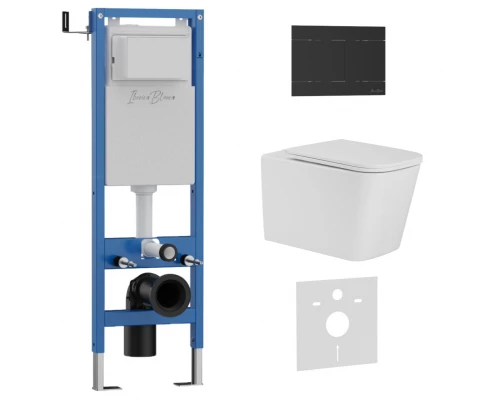 Комплект 3в1 IBERICA BLANCA инсталляция SILENCIO MINI, унитаз TOLEDO ALTO белый, кнопка смыва INOX-R черный матовый (IB.001M.TLA.234.1504)