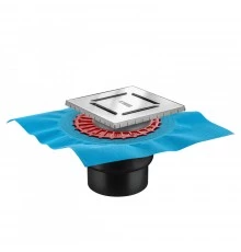 Трап водосток ZENTRUM Norma 150х150, матовый хром, выпуск D50/75/110 H74 вертикальный, BERGES