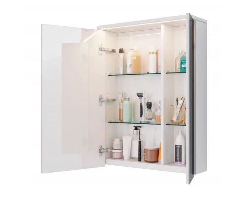 Шкаф зеркальный Lemark ZENON 60х80 см 2-х дверный с козырьком-подсветкой, с розеткой, цвет корпуса: 