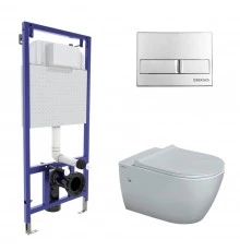 Комплект: инсталляция NOVUM, кнопка L3, унитаз MASCON  Rimless, сиденье дюропласт Toma Slim SO, BERG