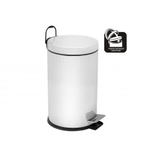 Ведро-контейнер для мусора с педалью 12 л, микролифт, белое,  BERGES