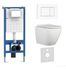 Комплект 3в1 IBERICA BLANCA инсталляция SILENCIO, унитаз BILBAO ALTO белый, кнопка смыва ESTI-S белый глянцевый (IB001.BLA.231.855)