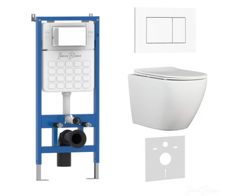 Комплект 3в1 IBERICA BLANCA инсталляция SILENCIO, унитаз BILBAO ALTO белый, кнопка смыва ESTI-S белый глянцевый (IB001.BLA.234.855)