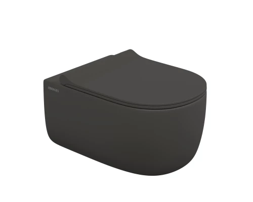 Унитаз подвесной EGO XL, микролифт, быстросъемное, антрацит матовый, BERGES