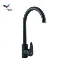 СТАЛЬ Смеситель для мойки с высоким изливом,черный,одноручный, СЛАВЕН, НЖ27