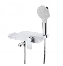 UNIBOX Смеситель для ванны, пов.излив 127мм держ. на теле, р/ОД, хром/белый, LM, LM6914CW