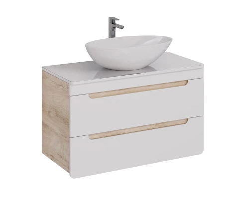 Тумба Lemark OLIVIA 100 см под 1 раковину, подвесная, 2 ящика, цвет корпуса: Дуб кантри, цвет фасада