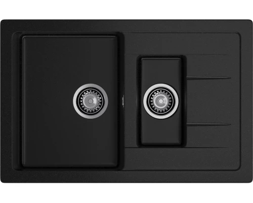 GRANFEST Мойка композит QUADRO GF-Q--775KL 1.5-чаш+крыло 775*500мм   черный арт.GF-