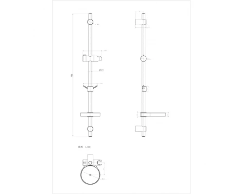 Душевая стойка 75 см с круглой мыльницей, хром, блистер