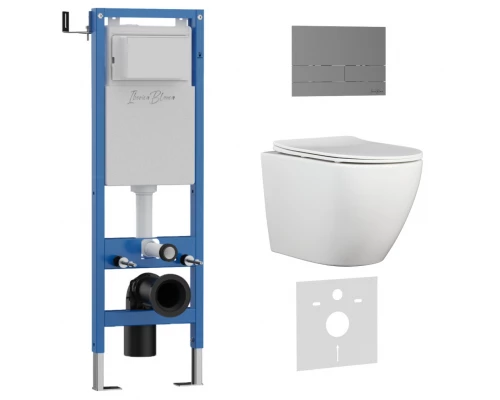 Комплект 3в1 IBERICA BLANCA инсталляция SILENCIO MINI, унитаз BILBAO ALTO белый, кнопка смыва INOX-S вороненая сталь (IB.001M.BLA.231.1602)