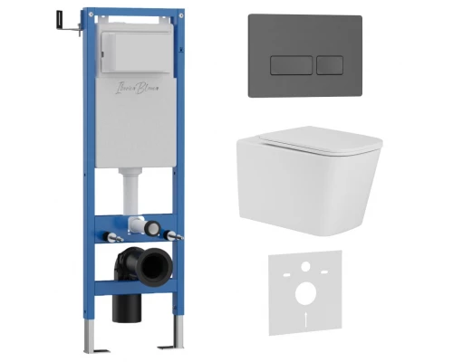 Комплект 3в1 IBERICA BLANCA инсталляция SILENCIO MINI, унитаз TOLEDO ALTO белый, кнопка смыва ESTI-R серый матовый (IB.001M.TLA.234.218)