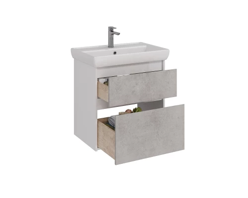 Тумба Lemark COMBI 70 см под 1 раковину, подвесная/напольная, 2 ящика, цвет фасада: Бетон, цвет корп