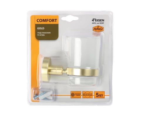 Подстаканник одинарный золото-сатин FIXSEN Comfort Gold FX-87006)