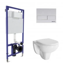 Комплект для монтажа подвесного унитаза GAMMA: инсталляция NOVUM525, кнопка L4, унитаз  с сиденьем