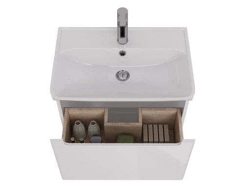 Тумба Lemark BUNO MINI, 60 см под 1 раковину, подвесная, 1 ящик, цвет планки: Серый, цвет корпуса, ф