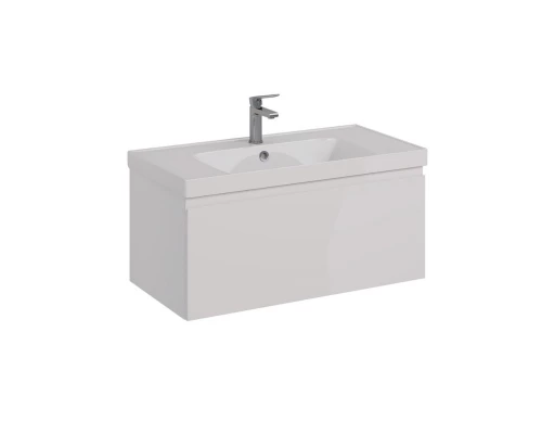 Тумба Lemark VEON MINI 90 см под 1 раковину, подвесная, с 1 ящик, цвет корпуса, фасада: Белый глянец