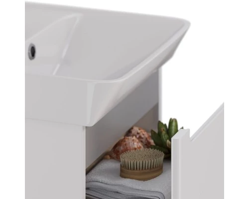 Тумба Lemark BUNO MINI 45 см под 1 раковину, подвесная, 1 ящик, цвет планки: Серый, цвет корпуса, фа