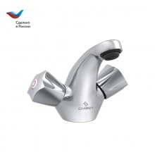 ГОРОД Смеситель для умывальника с литым изливом, двуручный, СЛАВЕН, Е10