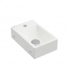 Раковина Small, накладная, 37х23 см, отверстие под смеситель справа, прямоугольная, белый глянец, BE