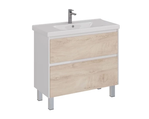 Тумба Lemark COMBI 100 см под 1 раковину, подвесная/напольная, 2 ящика, цвет фасада: Дуб кантри, цве