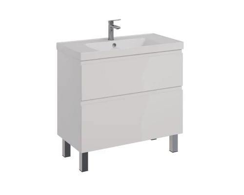 Тумба Lemark VEON 90 см под 1 раковину, подвесная/напольная, 2 ящика, цвет корпуса, фасада: Белый гл