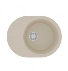 Кухонная мойка Lemark LACHA 620 врезная овальная с крылом из кварцгранита, Бежевый