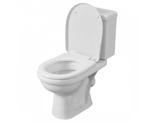 Унитаз-компакт "Визит" косой выпуск, с 1-реж. кнопочной арм.  и сид. п/п "Уклад,крап на белом. SANTE