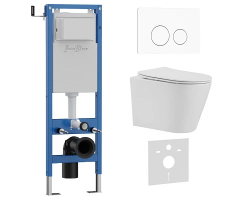 Комплект 3в1 IBERICA BLANCA инсталляция SILENCIO MINI, унитаз BURGOS ALTO белый, кнопка смыва INOX-O белый матовый (IB.001M.BRA.231.811)