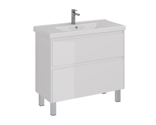 Тумба Lemark COMBI 100 см под 1 раковину, подвесная/напольная, 2 ящика, цвет корпуса, фасада: Белый 