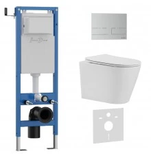 Комплект 3в1 IBERICA BLANCA инсталляция SILENCIO MINI, унитаз BURGOS ALTO белый, кнопка смыва INOX-S хром матовый (IB.001M.BRA.234.1601)