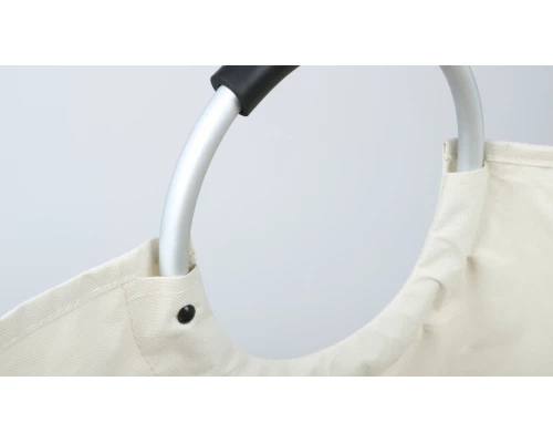 Корзина для белья с алюминиевыми ручками FX-1012, бежевая, 63 литра