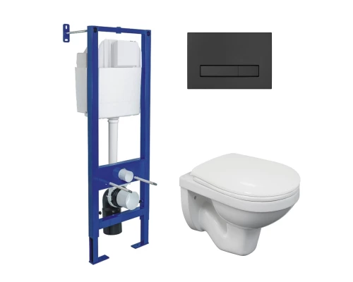 Комплект: инсталляция ATOM Line кнопка черная SoftTouch, унитаз Gamma, сиденье полипропилен Gamma PS