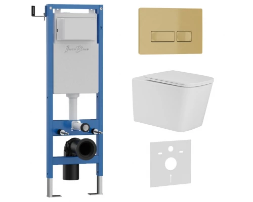 Комплект 3в1 IBERICA BLANCA инсталляция SILENCIO MINI, унитаз TOLEDO ALTO белый, кнопка смыва ESTI-R золото матовое (IB.001M.TLA.234.215)