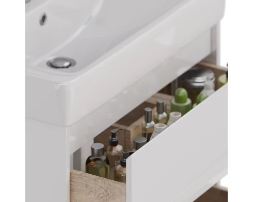 Тумба Lemark COMBI 80 см под 1 раковину, подвесная/напольная, 2 ящика, цвет корпуса, фасада: Белый г