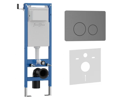 Комплект 2в1 IBERICA BLANCA инсталляция SILENCIO MINI, кнопка смыва INOX-O вороненая сталь (IB.001M.818)