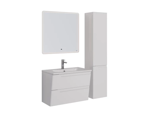Тумба Lemark MIANO 80 см под 1 раковину, подвесная, 2 ящика, цвет корпуса, фасада: Белый глянец
