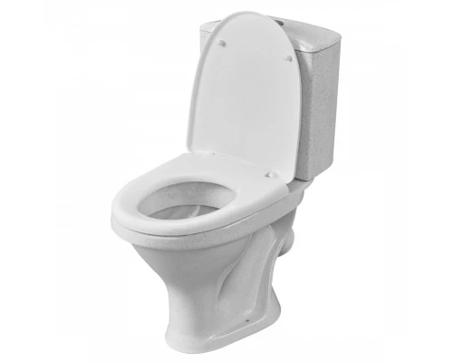 Унитаз-компакт "Вест" наклонный выпуск, с кнопочной арматурой и сиденьем, крап на белом. SANTERI