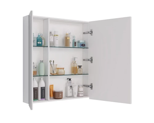 Шкаф зеркальный Lemark UNIVERSAL 70х80 см 2-х дверный, цвет корпуса: Белый глянец