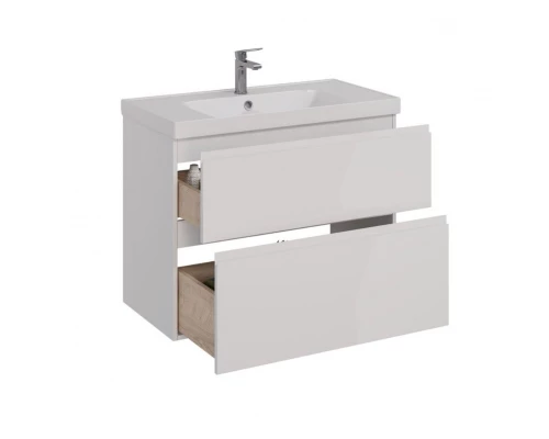 Тумба Lemark VEON 90 см под 1 раковину, подвесная/напольная, 2 ящика, цвет корпуса, фасада: Белый гл