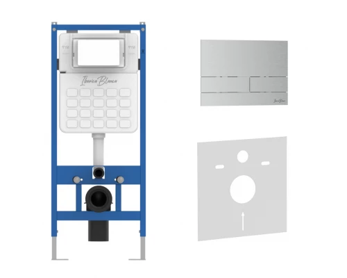 Комплект 2в1 IBERICA BLANCA инсталляция SILENCIO, кнопка смыва INOX-S хром матовый (IB001.016.01)