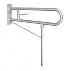 Полукруглый поручень для людей с ограниченными возможностями  с дополнительным опорой, матовый.