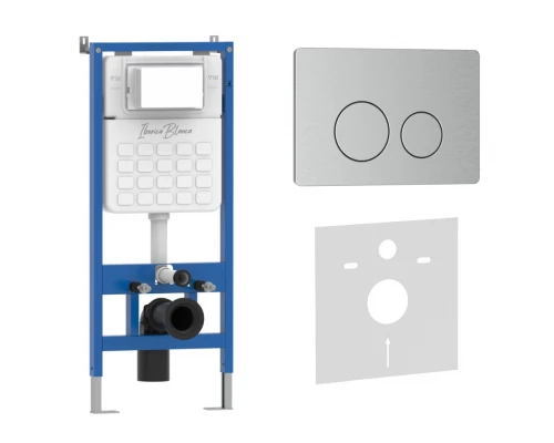 Комплект 2в1 IBERICA BLANCA инсталляция SILENCIO, кнопка смыва INOX-O хром матовый (IB001.8132)