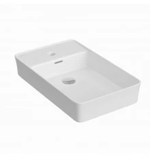 Раковина Ego SL накладная, 60x38 см, отверстие под смеситель сбоку, прямоугольная, белый глянец, BER