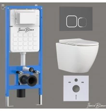 Комплект 3в1 IBERICA BLANCA инсталляция SILENCIO, унитаз BILBAO ALTO белый, кнопка смыва ESTI-Q серый матовый (IB001.BLA.231.837)