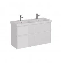 Тумба Lemark COMBI 125 см под 2 раковины, подвесная/напольная,4 ящика, цвет корпуса, фасада: Белый г