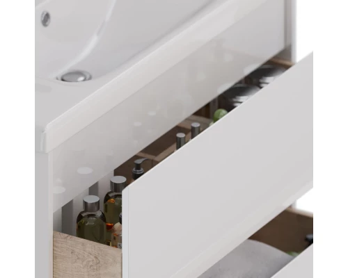 Тумба Lemark COMBI 100 см под 1 раковину, подвесная/напольная, 2 ящика, цвет корпуса, фасада: Белый 