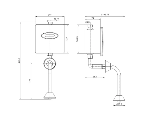 Project Смывное устройство для писсуара, встраиваемый, Сенс, матовый, LM, LM4657CE
