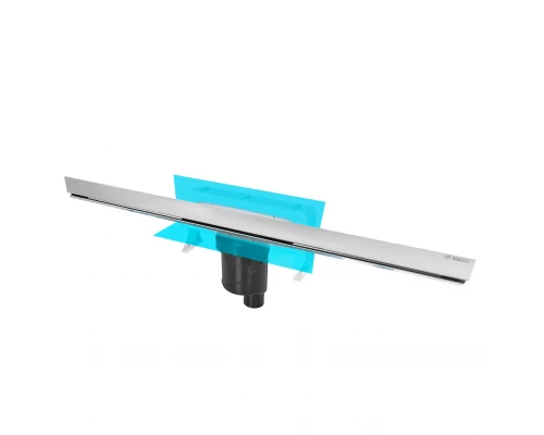 Желоб водосток WALL 1000 пристенный, хром глянец, S-сифон D50/105 H50 вертикальный, BERGES