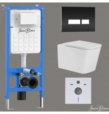 Комплект 3в1 IBERICA BLANCA инсталляция SILENCIO, унитаз TOLEDO ALTO белый, кнопка смыва CRYSTAL-R черный глянцевый (IB001.TLA.234.2211)